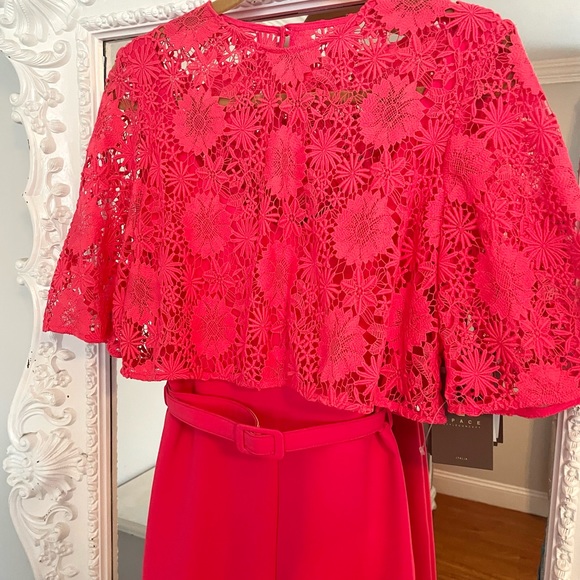 NWT $485 Space Style Concept Azalea Pink Lace Crop Top Detail Dress Jumpsuit - Picture 10 of 13